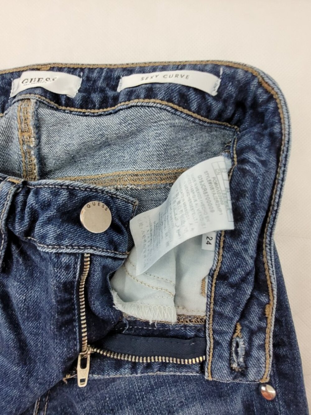 Guess Jeans Womens 24 Blue Denim Sexy Curve Skinny Stretch Studded Hardware Edgy - Picture 4 of 13